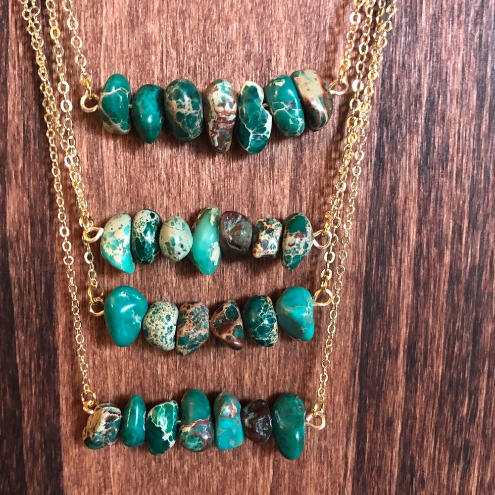 💄Jasper Boho Sea 14K Gold Necklace - Picture 3 of 3
